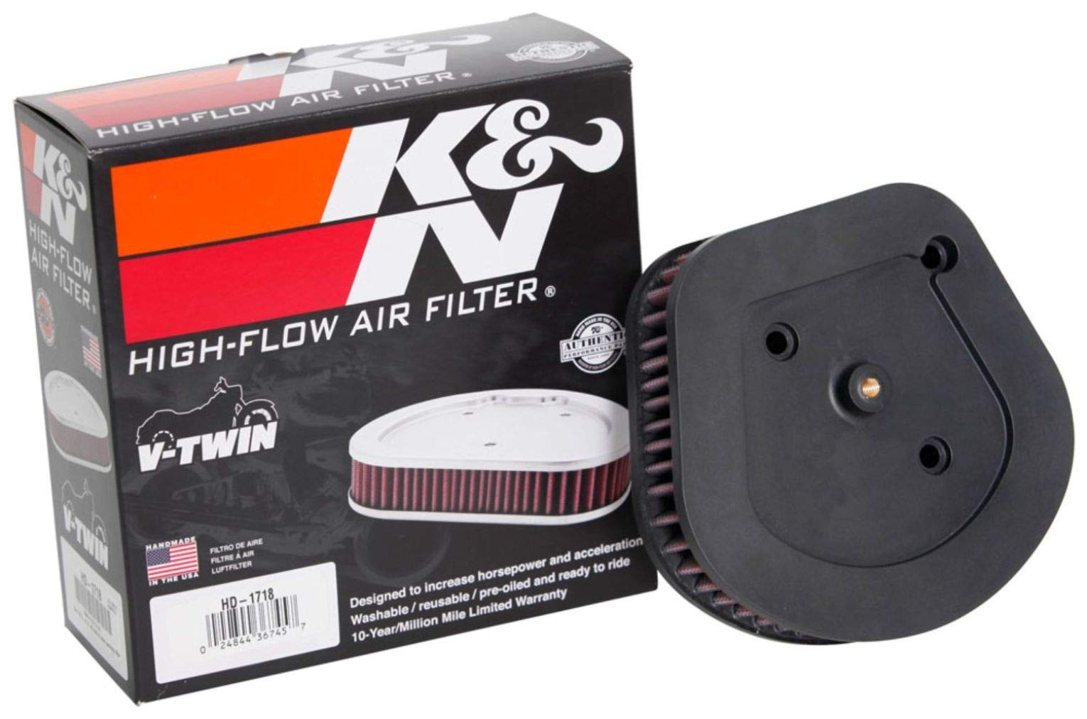 K&N Luftfilter kompatibel mit Harley Davidson FXLR Low Rider & FXFB Fat Bob 2018 (HD-1718) von K&N