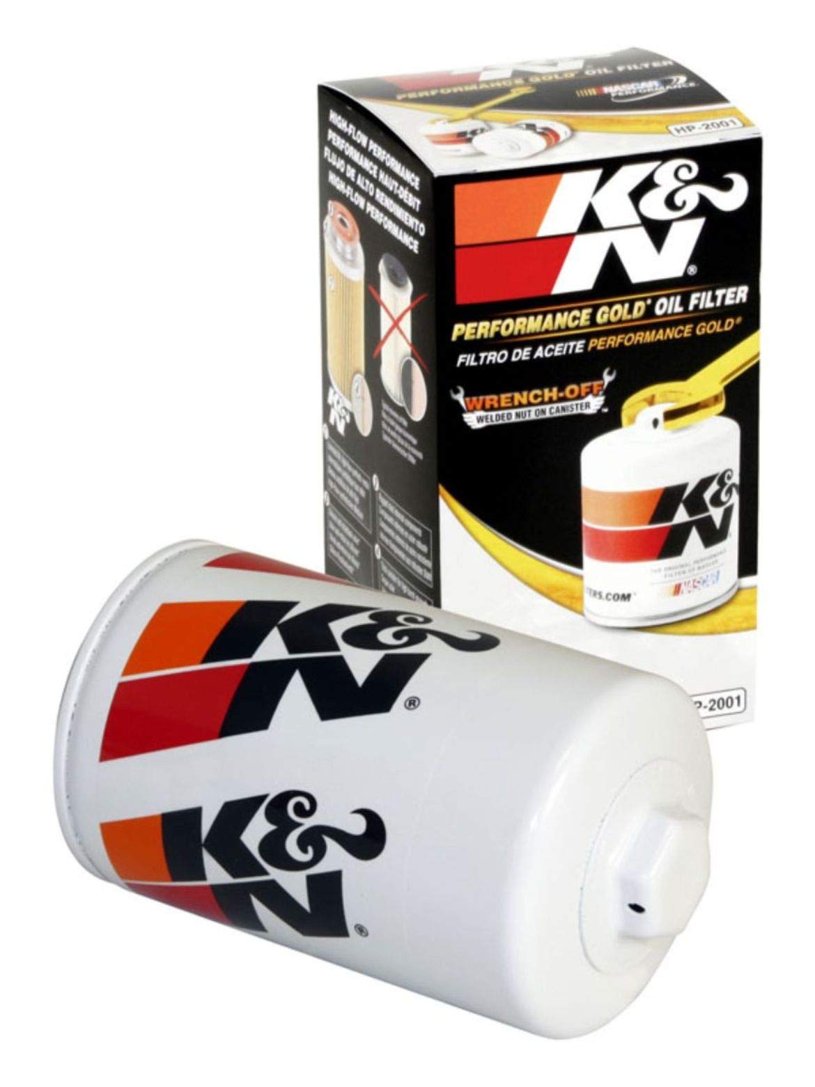 K&N Ölfilter - Patrone 76x129mm kompatibel mit Chevrolet, GMC, Workhorse, Holden, Oldsmobile, Isuzu, Buick, Pontiac (HP-2001) Weiß von K&N