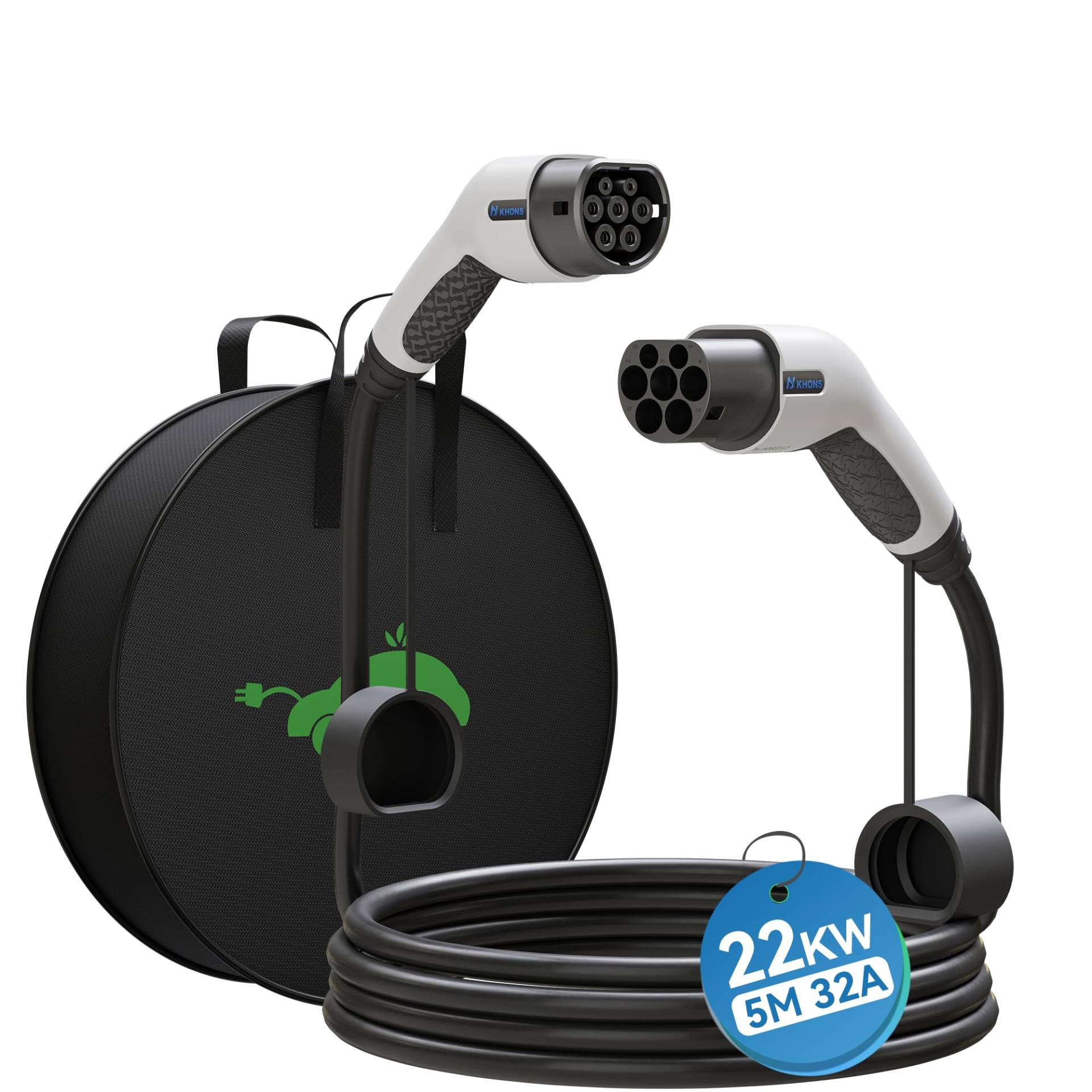 K.H.O.N.S. Type 2 Charging Cable,22kw|Type 2 to Type 2|3 Phase|5Meter,Plug-in Hybrid Fast Charging Cable K.H.O.N.S. Type 2 Charging Cable,22kw|Type 2 to Type 2|3 Phase|5Meter,Plug-in Hybrid Fast Charging Cable von KHONS