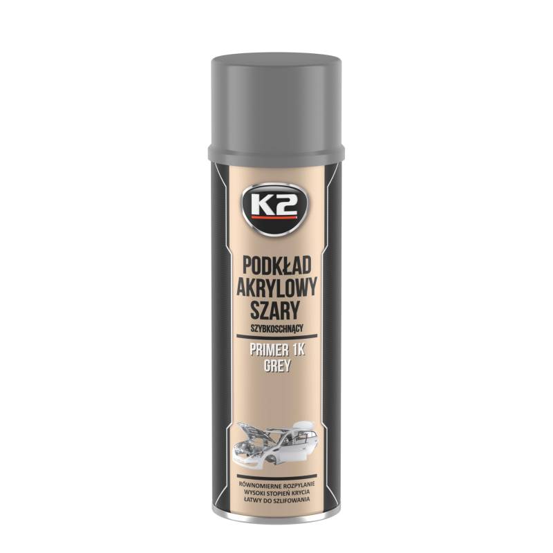 K2 | Acryl Grundierung, schnell trocknend, Autolackgrundierung, Primer, Haftgrund, grau 500ml von K2