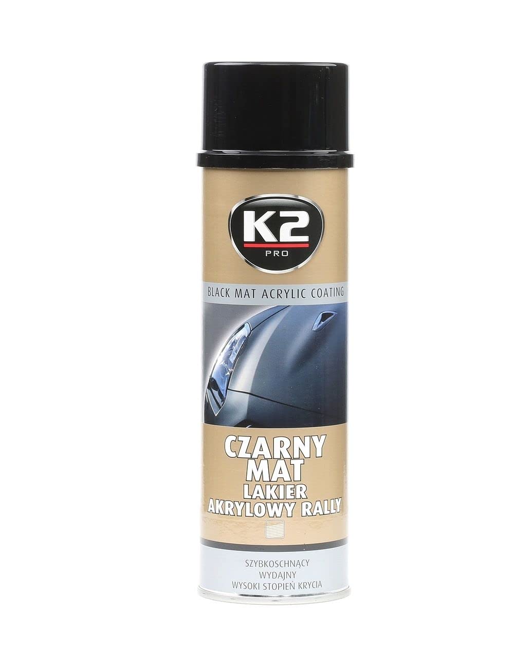 K2 Acryllack schwarz, matt, schnell trocken, Autolack, Spraydose, Lackspray 500ml von K2