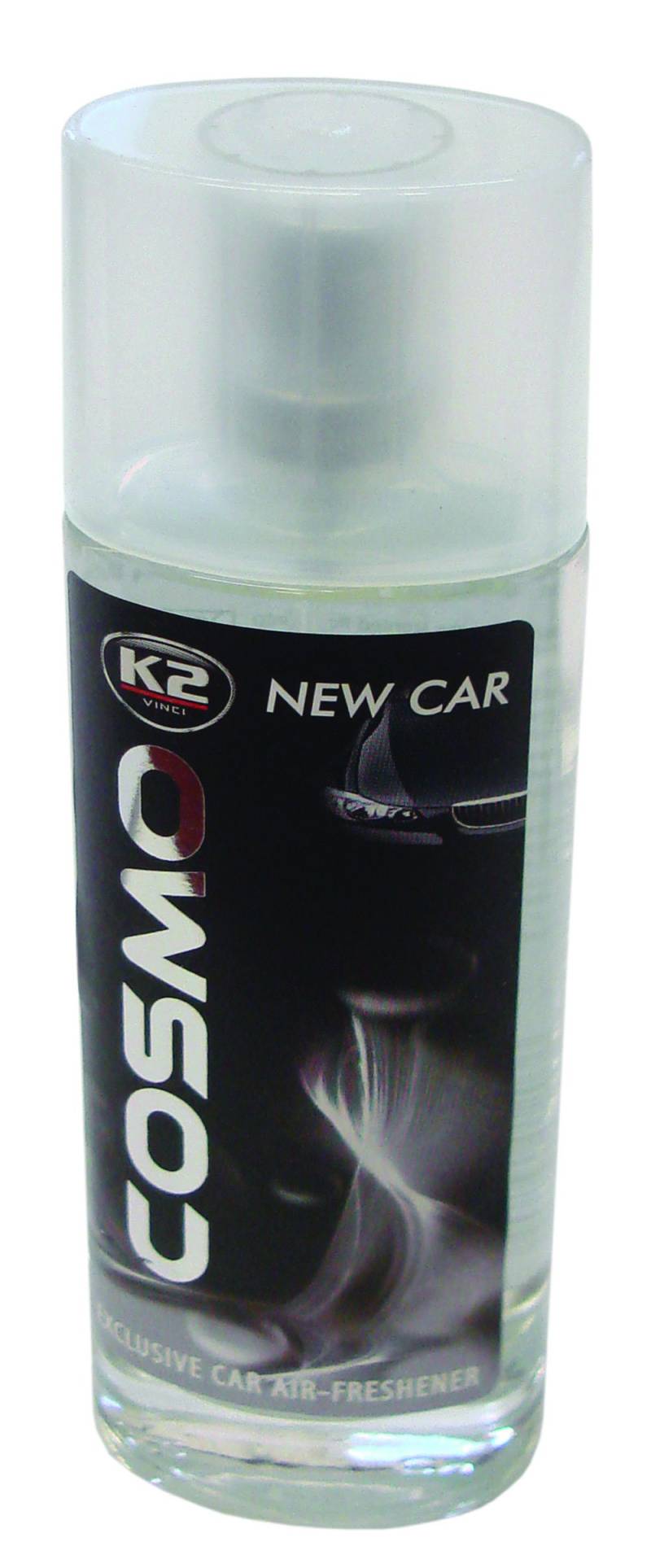 K2 Cosmo edle Auto Parfumflasche, sehr intensiv, ideal um schlechte Gerüche zu entfernen, Lufterfrischer, Wunderbaum, Duftbaum, Duft: neues Auto 50ml von K2
