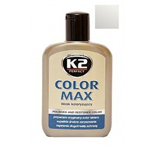 K2 Color Max Farbwachs mit Carnauba, stellt den Glanz des Autos wieder her, Silber 200 ml von K2