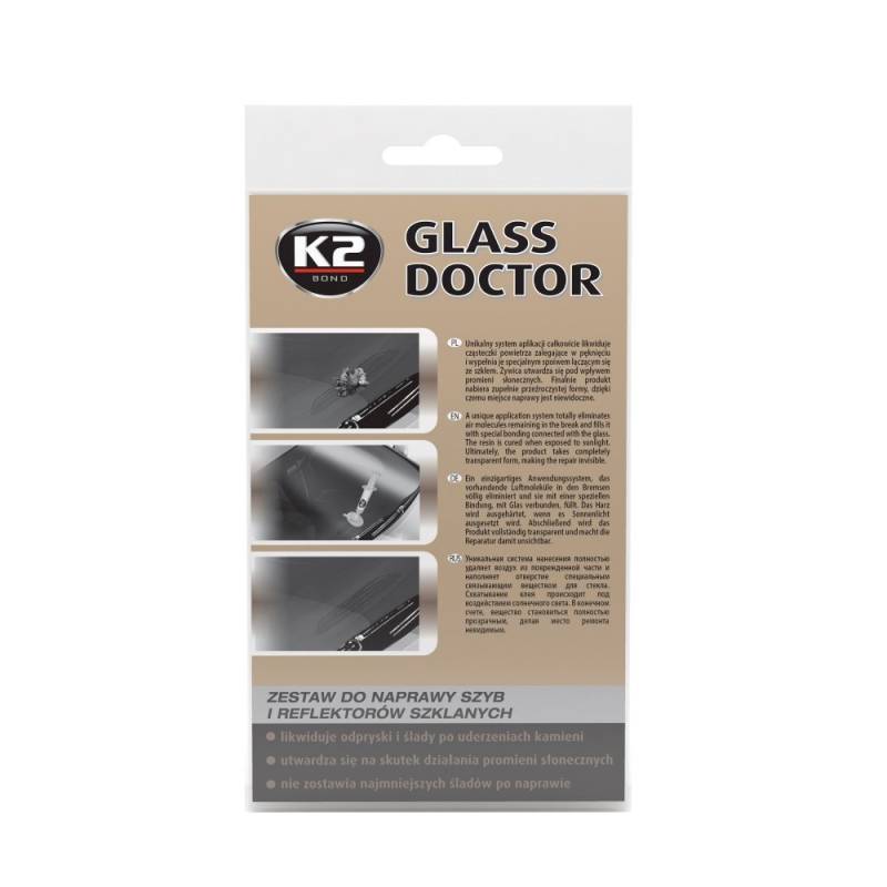 K2 Glass Doctor, Windschutzscheibe Reparatur Set, Steinschlagreparatur, Scheibenreparatur, auch für Lampengläser geeigent, auf Harz Basis von K2