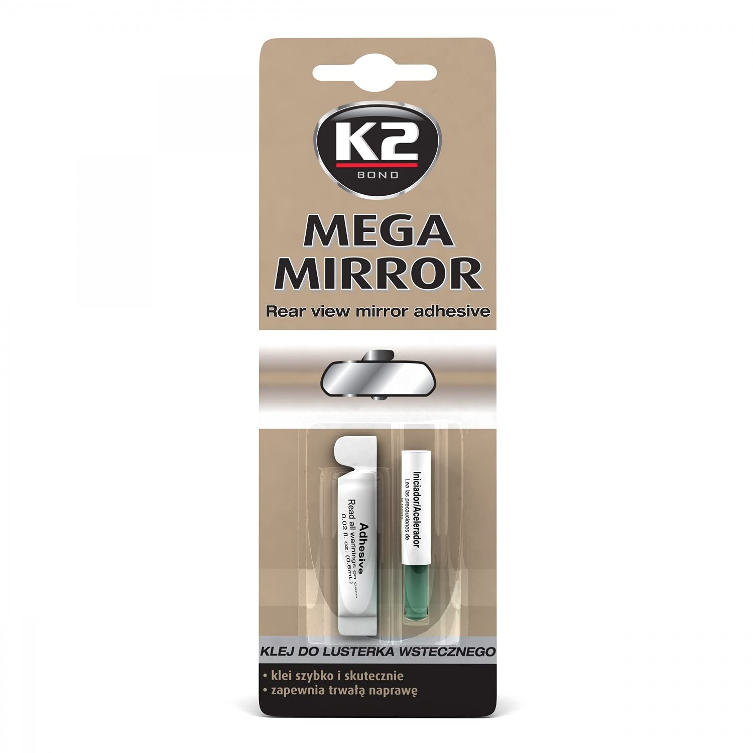 K2 Mega Mirror, Spiegelkleber Innenspiegelkleber, Rückspiegelkleber, Glas-Kleber, Klebstoff 6ml von K2