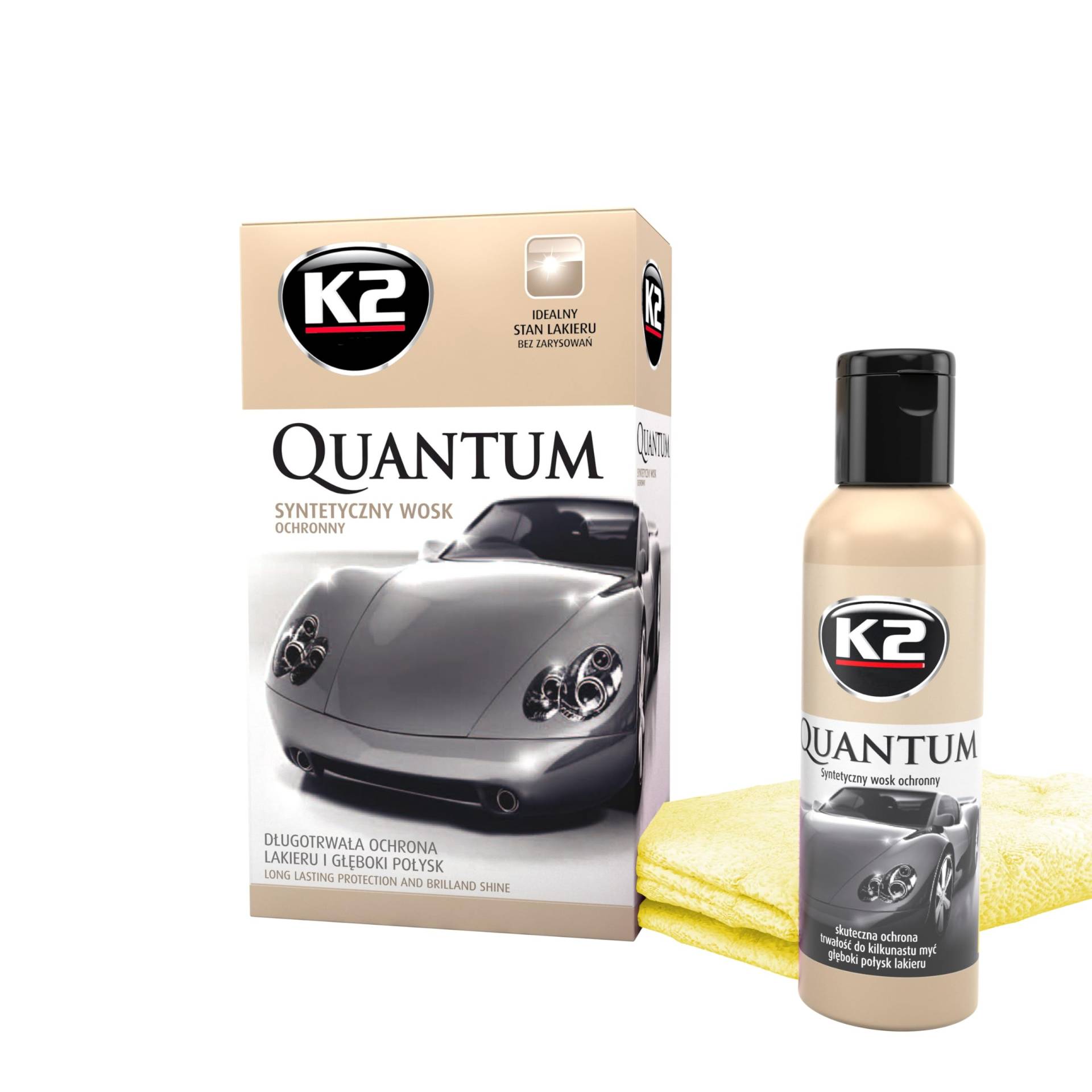 K2 Quantum, Premium Schutzhülle Wachs 140 g + 40 x 40 cm Mikrofasertuch von K2