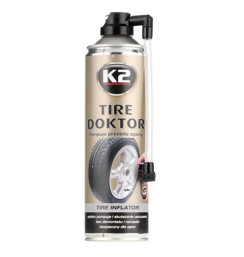 K2 Tire Doctor, Pannenhilfe Spray, Reifendichtmittel, Loch im Reifen schließen, der Helfer bei kaputten Reifen, 535ml von K2
