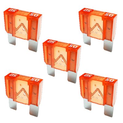 5 x Flachstecksicherung Maxi - Sicherung 50A / 32V / rot von WESKEY