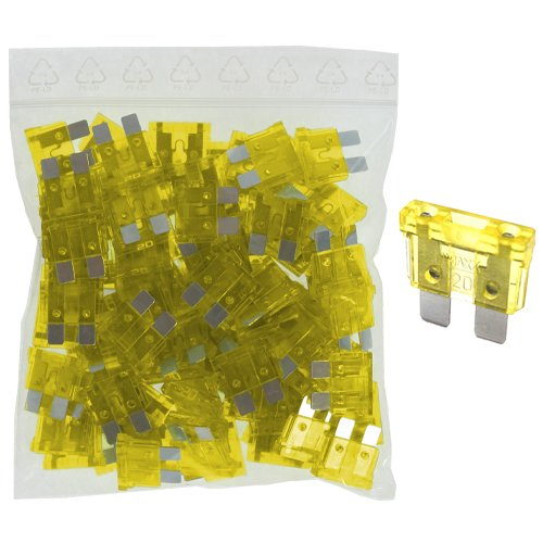 100 x Flachstecksicherung - Sicherung 20A / 32V / gelb von K24-Flachstecksicherung normal