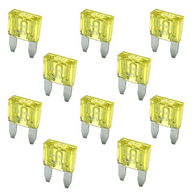 10 Flachstecksicherung Mini-Sicherung 20A / 32V / gelb von K24 - Minisicherung