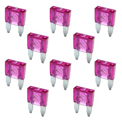 10 Flachstecksicherung Mini-Sicherung 3A / 32V / Violet - Sicherung von K24 - Minisicherung