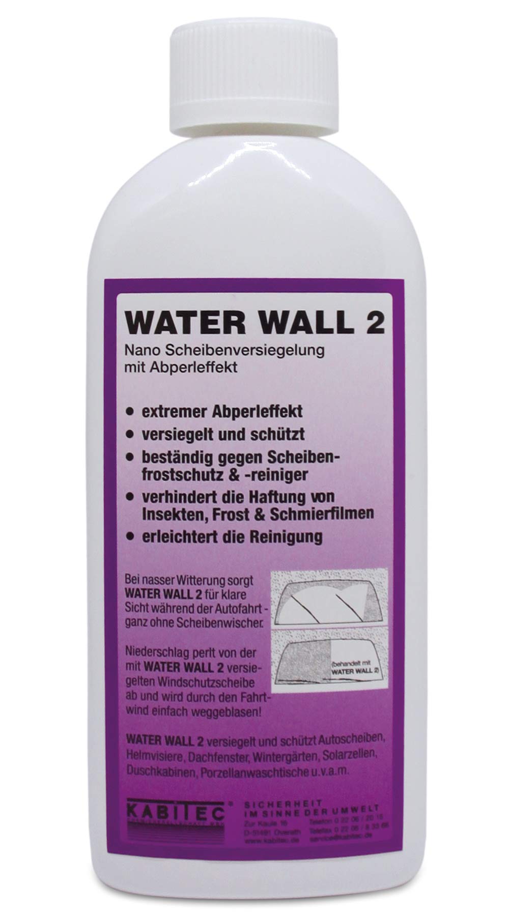 KABITEC Water Wall 2 Nano Scheibenversiegelung mit Abperleffekt, 1x 250 ml │ Glasversiegelung Nanoversiegelung Schutzbeschichtung Lotos-Effekt KABITEC Water Wall 2 Nano Scheibenversiegelung mit Abperleffekt, 1x 250 ml │ Glasversiegelung Nanoversiegelung Schutzbeschichtung Lotos-Effekt von KABITEC