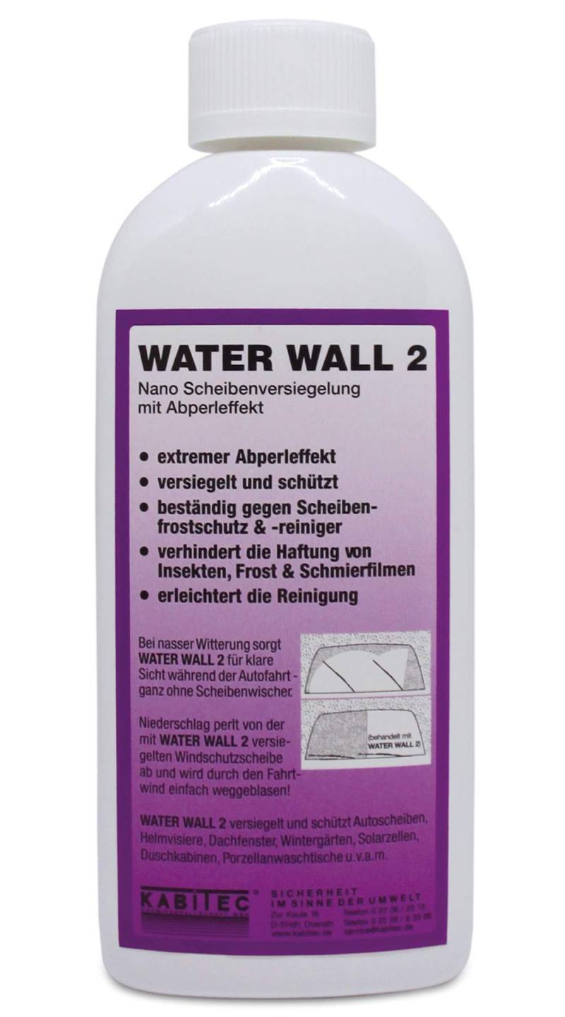 KABITEC Water Wall 2 Nano Scheibenversiegelung mit Abperleffekt, 1x 250 ml │ Glasversiegelung Nanoversiegelung Schutzbeschichtung Lotos-Effekt von KABITEC