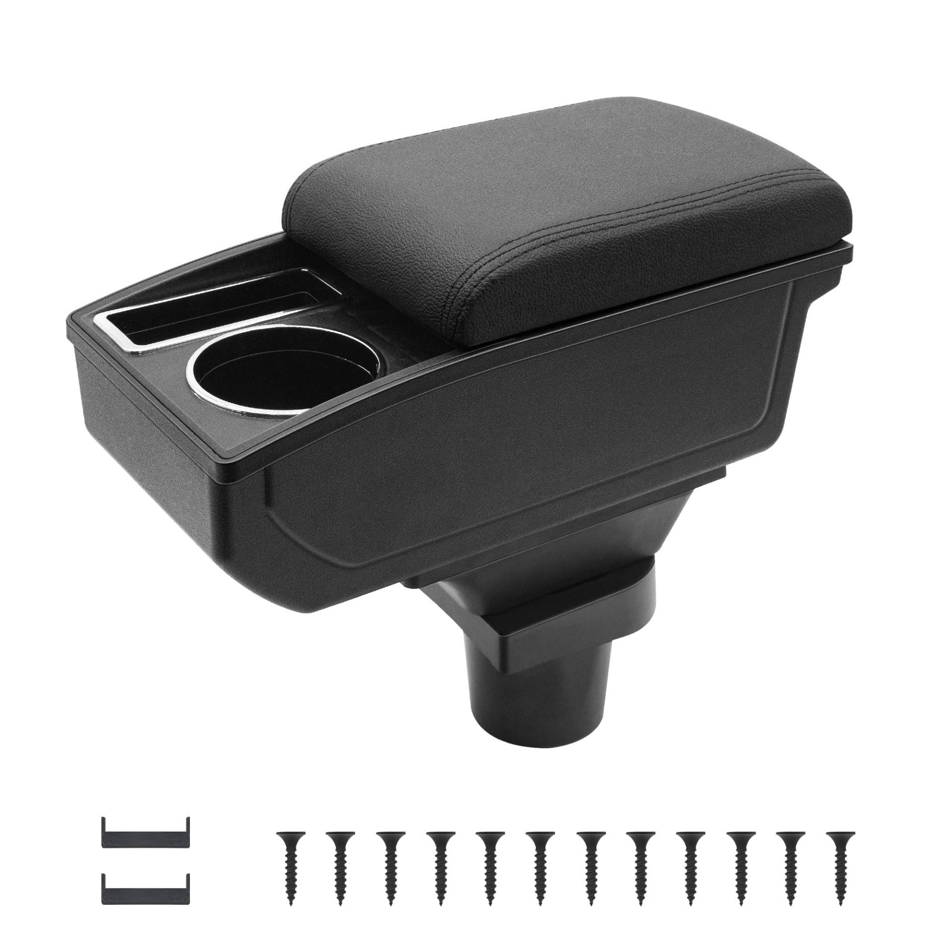 KAERGK Auto Armlehnen für Opel Adam Mittelkonsolen für Kfz Doppelter Stauraum mit Getränkehalter Einfache Montage Bequemes und strapazierfähiges Leder Schwarz (Schwarze Linie) von KAERGK