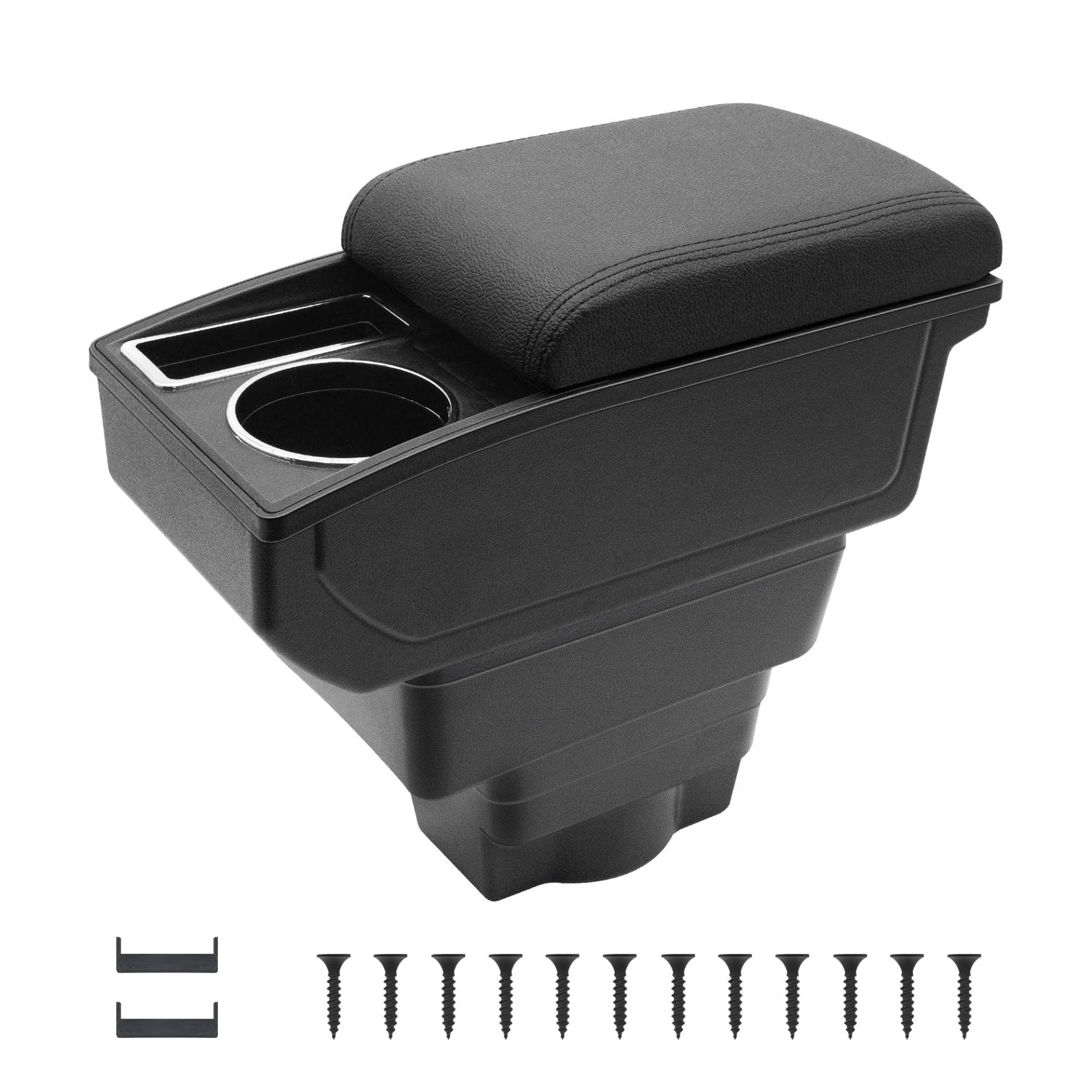 KAERGK Auto Armlehnen für Opel Astra J Mittelkonsolen für Kfz Doppelter Stauraum mit Getränkehalter Einfache Montage Bequemes und strapazierfähiges Leder Schwarz (Schwarze Linie) von KAERGK
