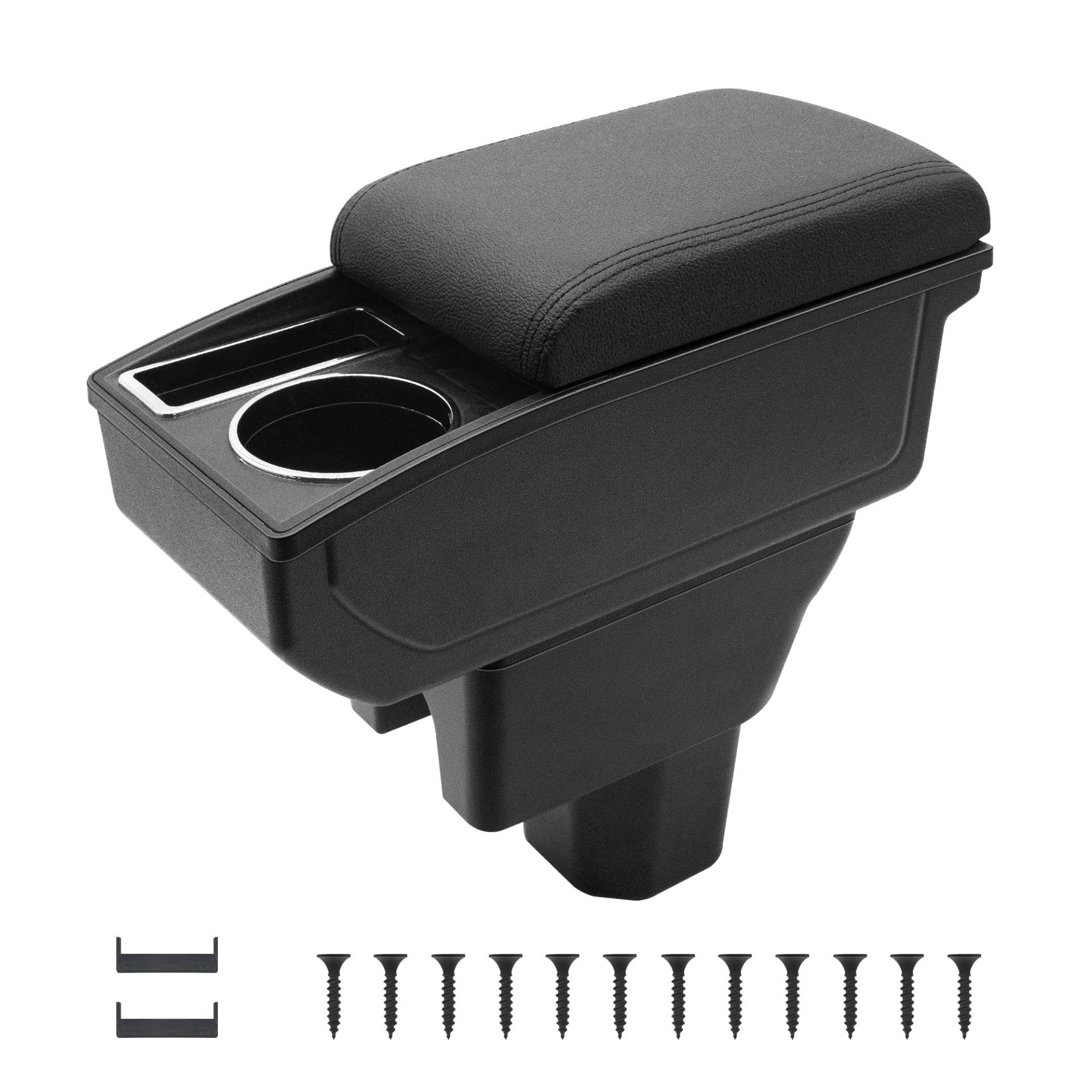 KAERGK Auto Armlehnen für Suzuki Splash Mittelkonsolen für Kfz Doppelter Stauraum mit Getränkehalter Einfache Montage Bequemes und strapazierfähiges Leder Schwarz (Schwarze Linie) von KAERGK