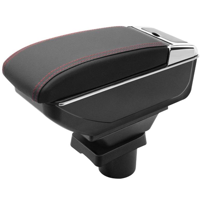 KAERGK Auto Armlehnen für Toyota Yaris Vitz 2006-2011 Mittelkonsolen für Kfz Doppelter Stauraum mit Getränkehalter Hintere Utility-Box Einfache Montage (Rote Linie) von KAERGK