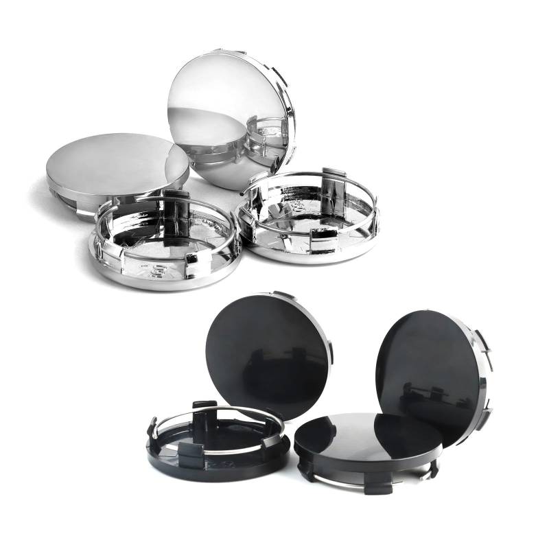 8 Stück Automodifikation Radnabenkappen, 2 Farben Nabendeckel 60mm OD, ABS Universelle Nabendeckel 56mm ID, Felgendeckel Polierte Oberfläche, Überzug Ersetzen für Auto Zubehör von KAHOUI