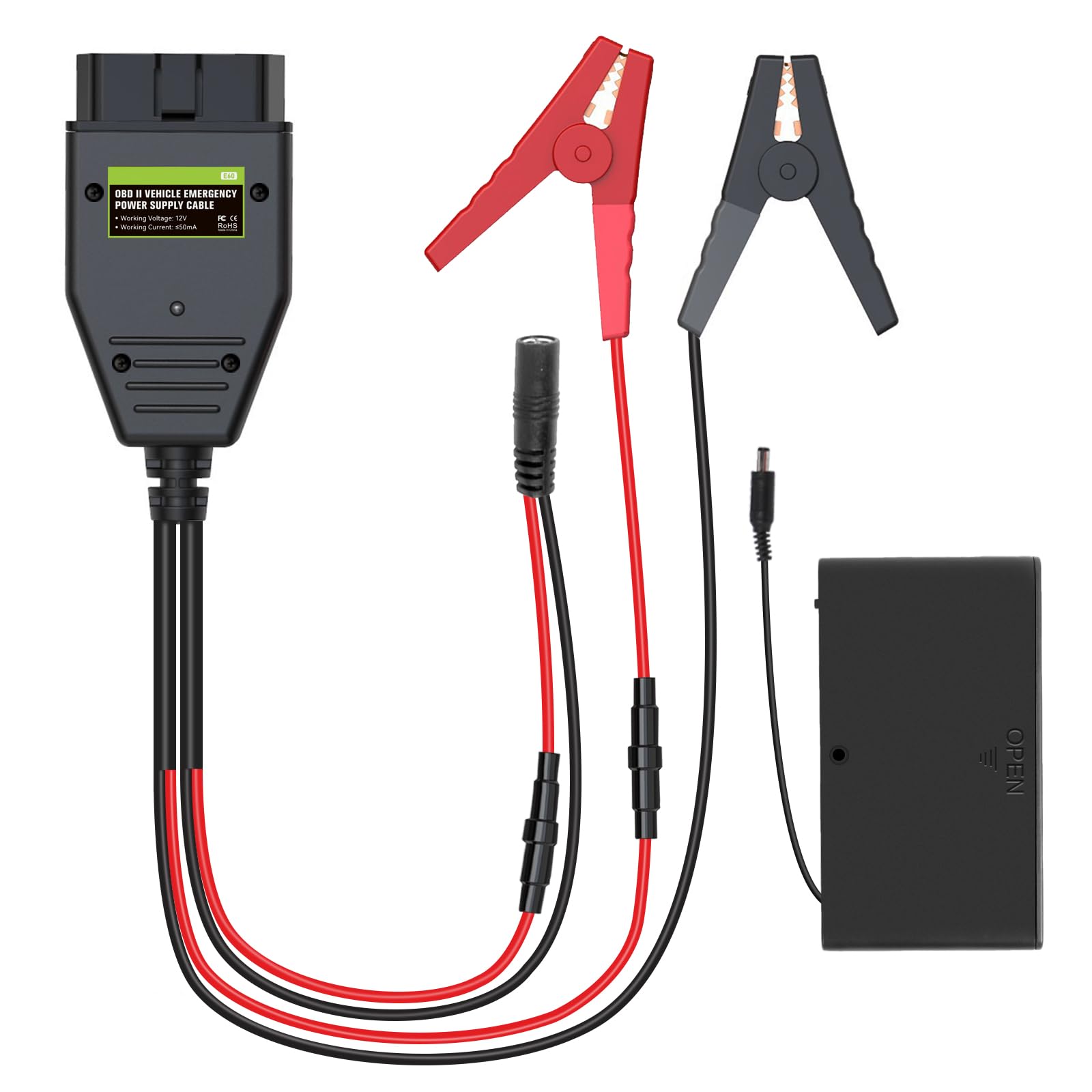 KAISAL 2-in-1-Kfz-ECU-Notstromversorgungskabel Memory Saver Stromversorgung über 12-V-Batterie und Batteriekasten OBD2-ECU-Kabel für Fahrzeuge Universal-Autobatterie-Ersatzwerkzeug KAISAL 2-in-1-Kfz-ECU-Notstromversorgungskabel Memory Saver Stromversorgung über 12-V-Batterie und Batteriekasten OBD2-ECU-Kabel für Fahrzeuge Universal-Autobatterie-Ersatzwerkzeug von KAISAL