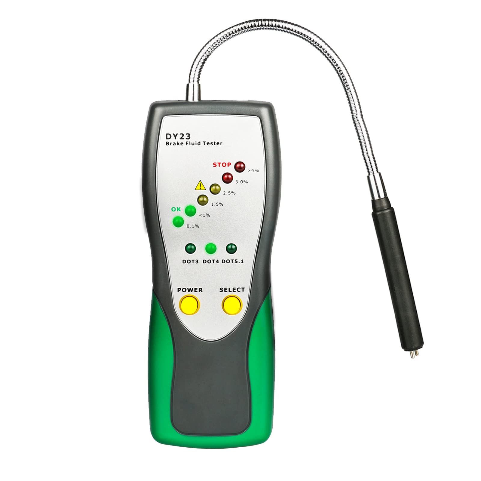 KAISAL Bremsflüssigkeitstester Bremsflüssigkeitsprüfer Brake Fluid Tester Bremsflüssigkeit für DOT3 DOT4 DOT5.1 Messen Prüfgerät Wassergehalt Tester mit 6 LED Anzeige von KAISAL