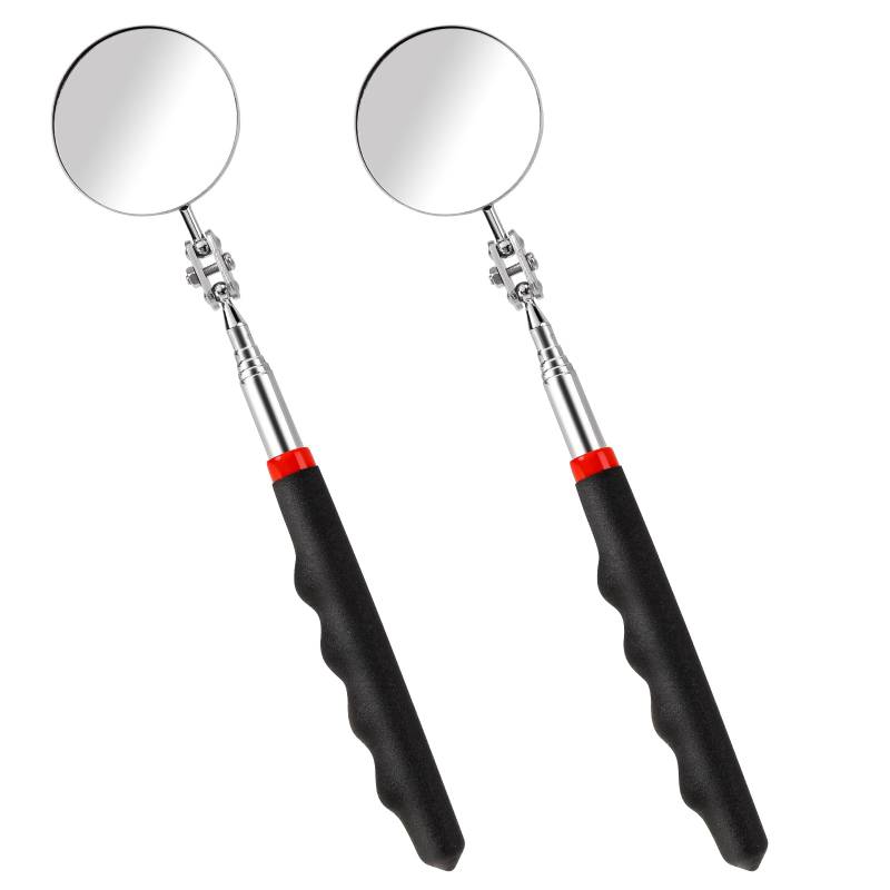 KALIONE 2PCS Telescoping Inspection Mirror, Auto Inspektionsspiegel mit Teleskopgriff, Kreisförmig Teleskop Spiegel, 60 Grad Drehung mit Verlängertem Griff von KALIONE