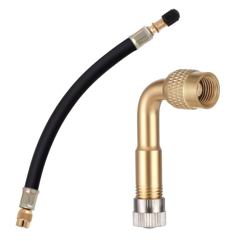 KALIONE Reifenventil Verlängerung, 90 Grad und 215mm Ventilverlängerung, Autoventil Adapter, Flexible Gummi Reifen Ventil Extender, Reifenventil-Adapter für Auto Motorrad, Rennrad Fahrrad Scooter von KALIONE