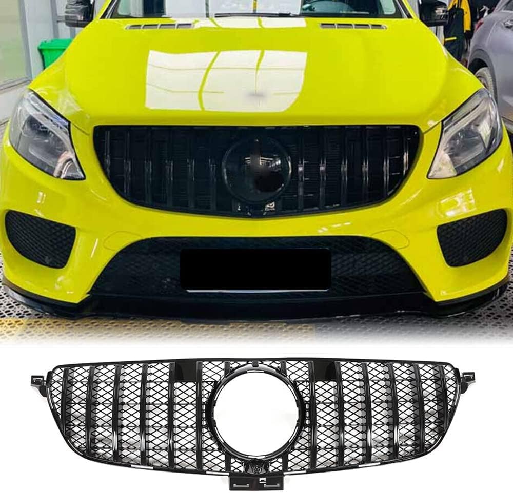 Auto Front Kühlergrille für Benz GLE Class W166 GLE350 GLE400 GLE43 GLE63 AMG 2015-2019,Vorne Kapuze Kühlergrill Grill KüHler Ersatz Dekoration Zubehör von KAMNIK