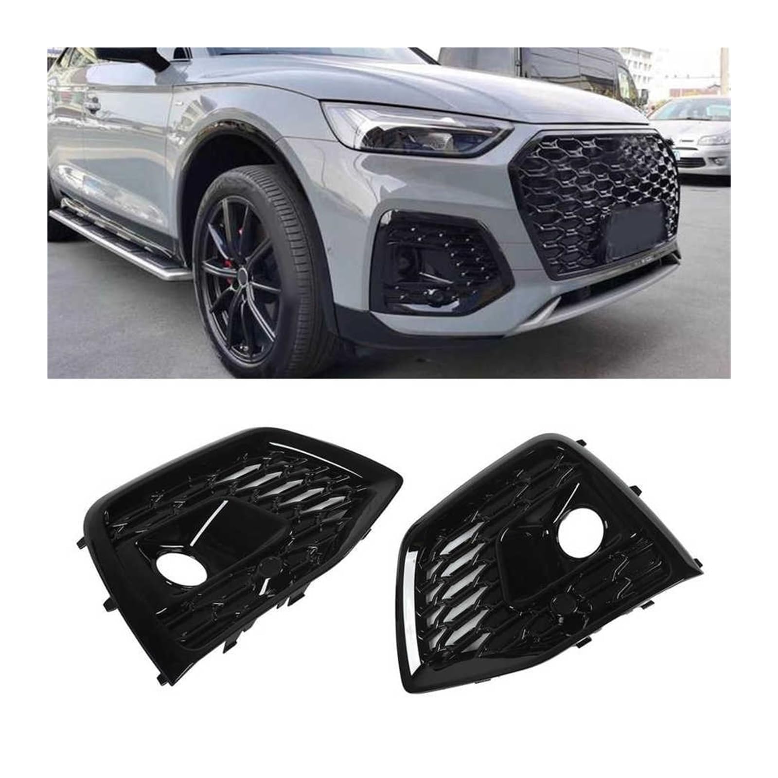 Nebelscheinwerfer Gitter für Audi Q5 80A Facelift 2021 2022,Auto Front Nebel Licht Lampe Abdeckung Trim Nebelscheinwerfer Gitter für Audi Q5 80A Facelift 2021 2022,Auto Front Nebel Licht Lampe Abdeckung Trim von KAMNIK