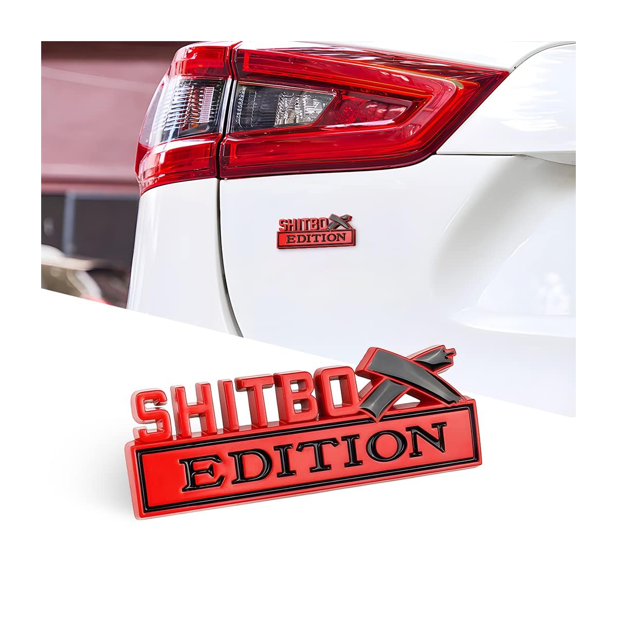 Shitbox Edition Embleme, 3D Buchstaben Abzeichen Aufkleber Abziehbild für Auto, Außenemblem mit 3M starkem Klebstoff, Kotflügel-Ersatzdekoration, kompatibel mit den meisten Fahrzeugen (Rot/Schwarz) Shitbox Edition Embleme, 3D Buchstaben Abzeichen Aufkleber Abziehbild für Auto, Außenemblem mit 3M starkem Klebstoff, Kotflügel-Ersatzdekoration, kompatibel mit den meisten Fahrzeugen (Rot/Schwarz) von KANDUJIMU