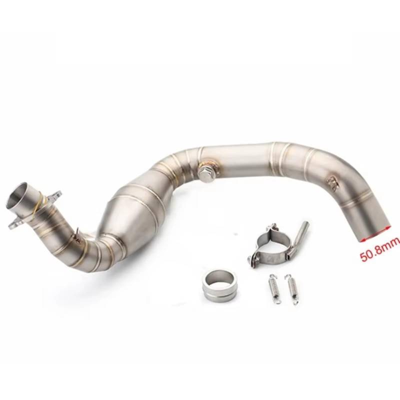 KANGBOZ Für G310 G310R Motorradauspuff Slip-on Motocross Vorderrohr Edelstahl Auspuff Komplettsysteme Für Connect Tube Motorrad Auspuffrohr(Silver) von KANGBOZ