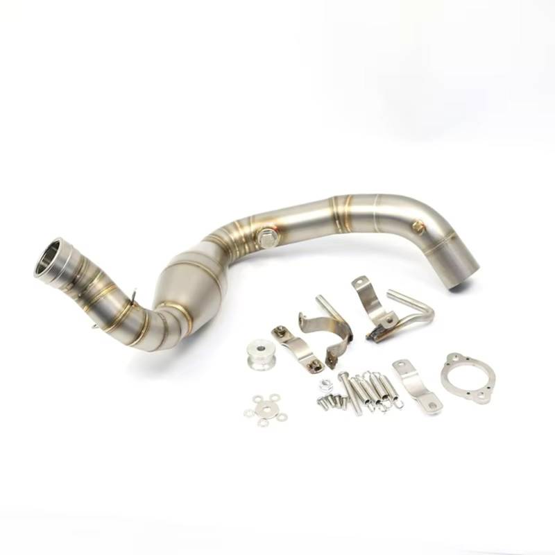 KANGBOZ Für G310R G310Gs Motorrad-Auspuffkrümmer Verbindungsrohr 51mm Schalldämpfer Für Fluchtwinkelverbindung Unterrohr Edelstahl Motorrad Auspuffrohr(Silver) von KANGBOZ