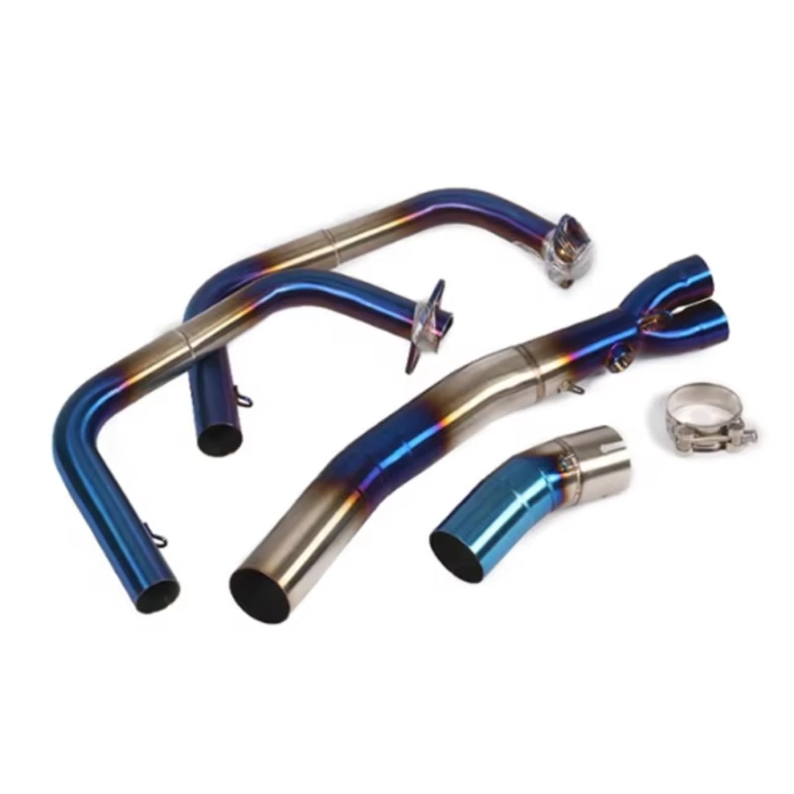 KANGBOZ Für Ninja250 Ninja400 Z400 Z250 2017 2018 2019 2020 2021 2022 Motorrad Vorne Mitte Link Rohr Auspuff Für Escape Systeme Motorrad Auspuffrohr(Blue) von KANGBOZ