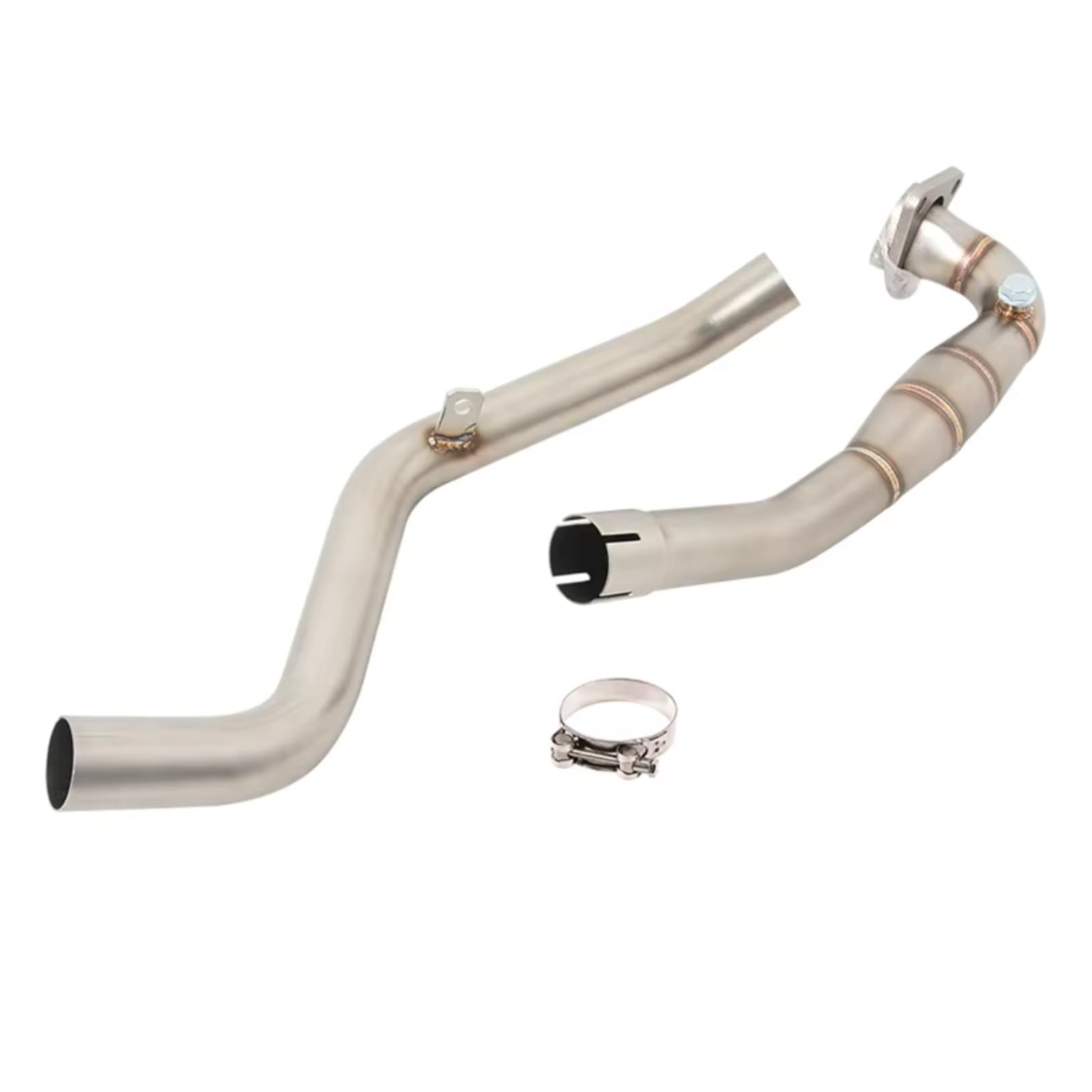 KANGBOZ Für Xadv750 Motorradauspuff Für Espace Moto Komplettsystem Vorne Verbindungsrohr Verbunden Schalldämpfer Motorradauspuffsystem Zubehör Motorrad Auspuffrohr(Silver) von KANGBOZ