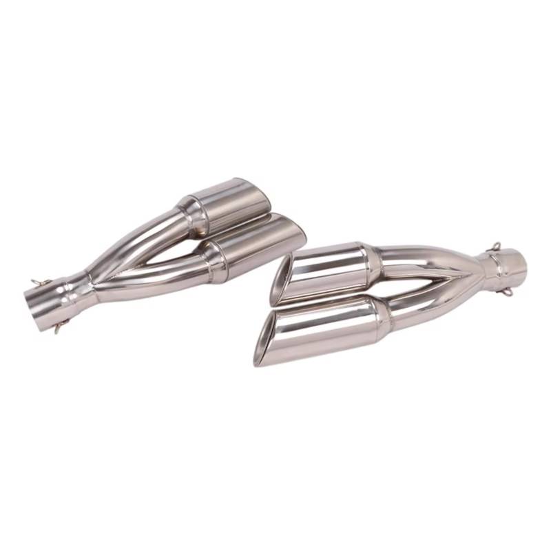 KANGBOZ Für Z1000 Z1000SX 2010-2020 Motorrad Doppellochauspuff Für Fluchtschalldämpfer Mittelverbindungsrohr Schalldämpfer DB Killer Motorrad Auspuffrohr(Silver) von KANGBOZ