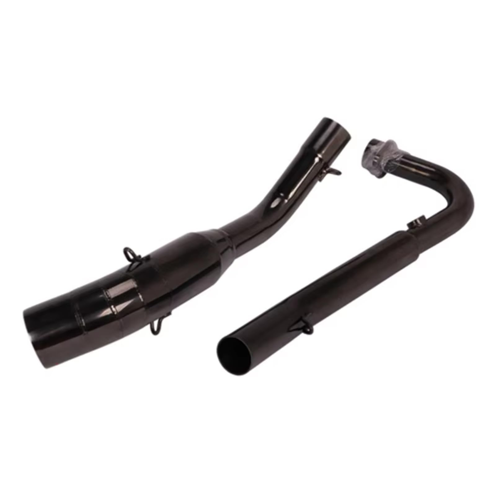 KANGBOZ Für Z125 Motorrad-Komplettauspuff Für Escape Modifiziertes Vorderes Mittelverbindungsrohr Ohne Schalldämpfer Motorrad-Auspuffadapter Motorrad Auspuffrohr(Black) von KANGBOZ