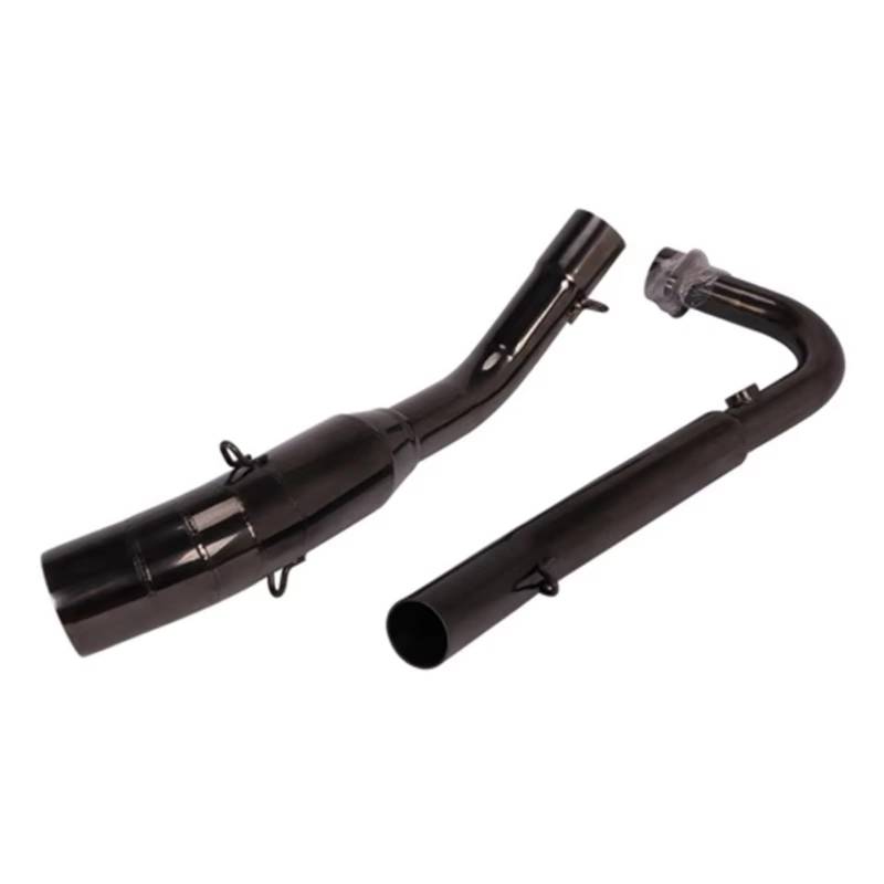 KANGBOZ Für Z125 Motorrad-Komplettauspuff Für Escape Modifiziertes Vorderes Mittelverbindungsrohr Ohne Schalldämpfer Motorrad-Auspuffadapter Motorrad Auspuffrohr(Black) von KANGBOZ