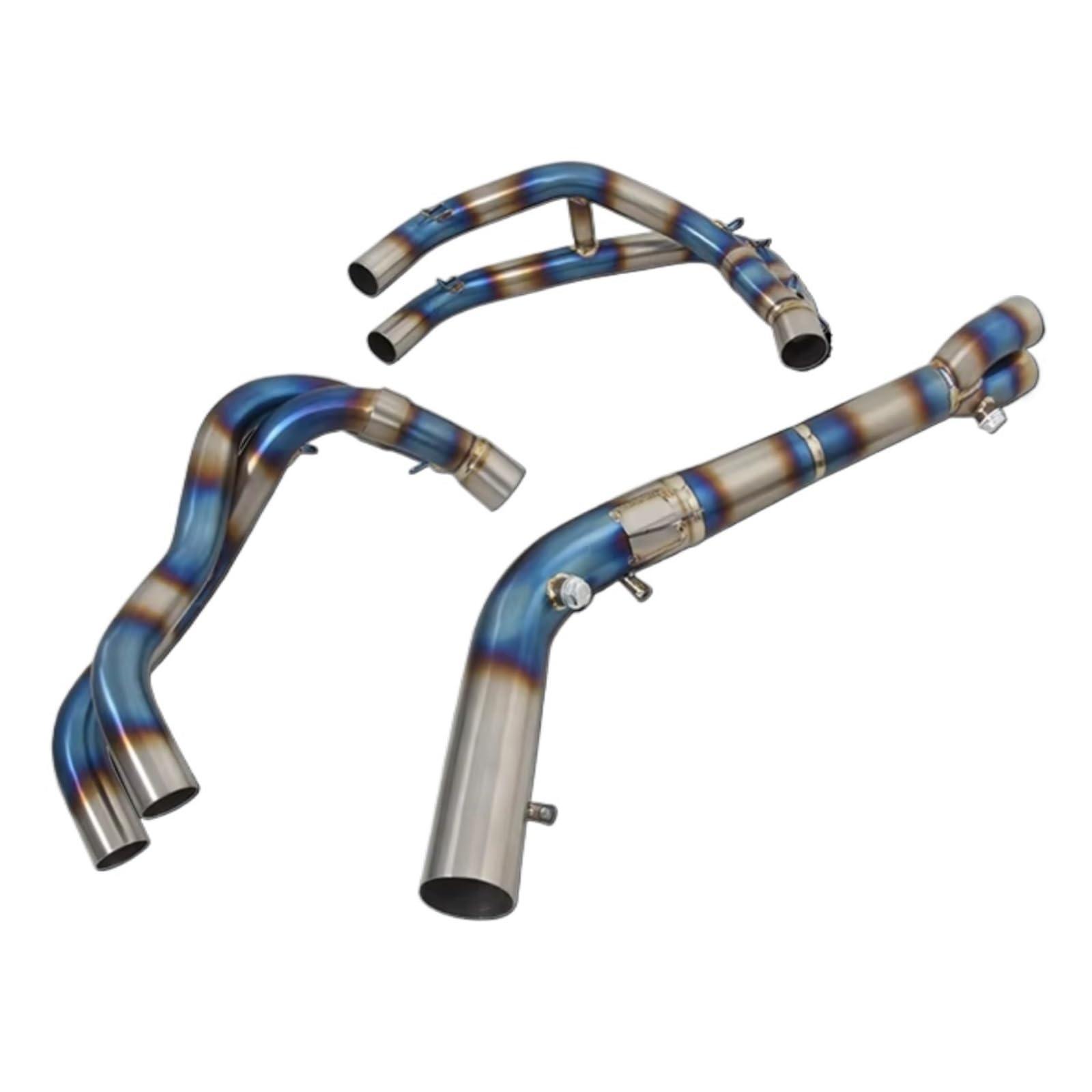 KANGBOZ Für ZX4R ZX4RR 2023 Motorradauspuff Für Escape Modify Front Link Pipe Für Connect Schalldämpfer Motorradauspuff Link Für Connect Pipe Motorrad Auspuffrohr(Blue) von KANGBOZ
