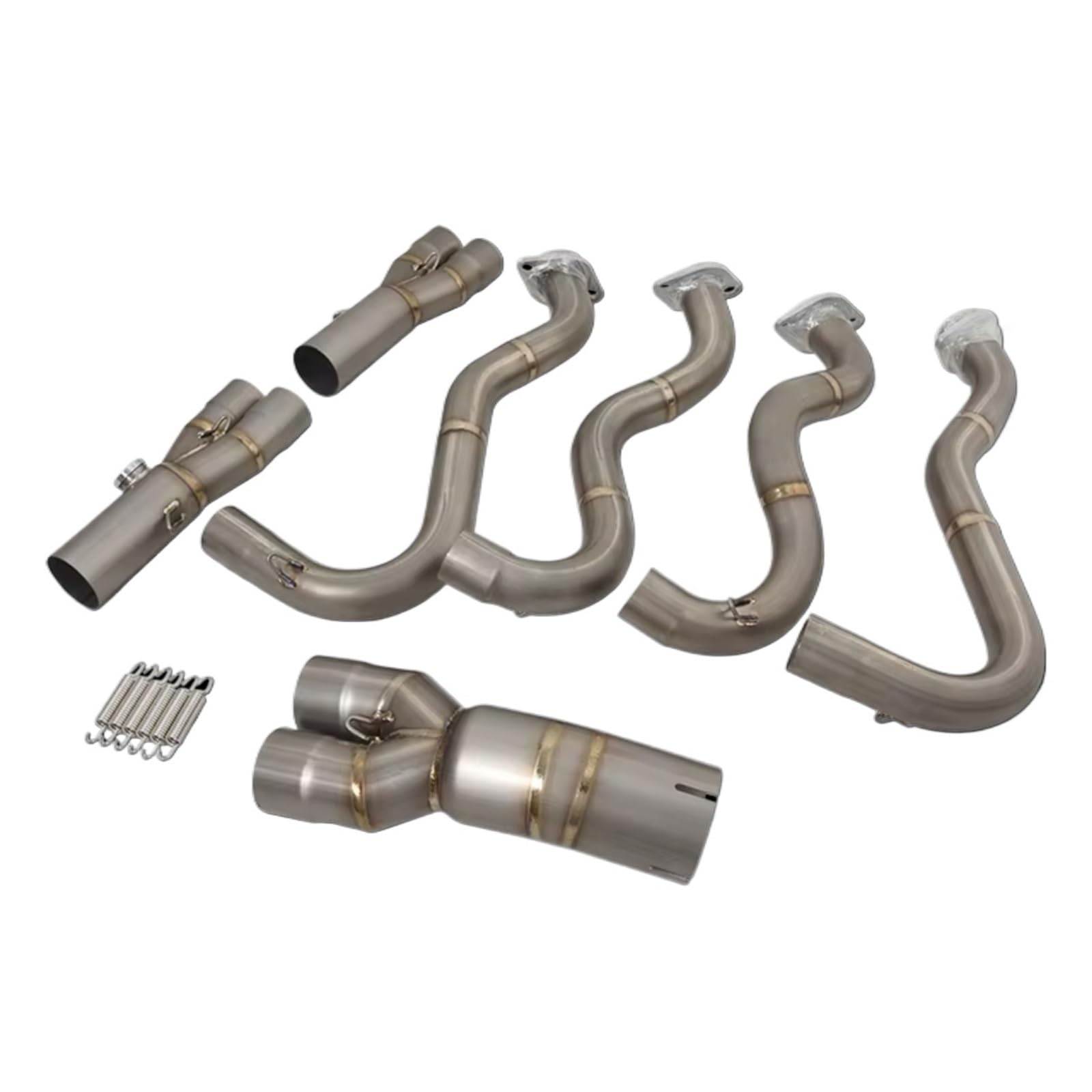 KANGBOZ Für ZX6R 636 2007-2017 Motorradauspuff Fluchtsysteme Modifizieren Vorderen Verbindungsrohrschalldämpfer Modifikationen Motorradauspuffsystems Motorrad Auspuffrohr(Silver) von KANGBOZ