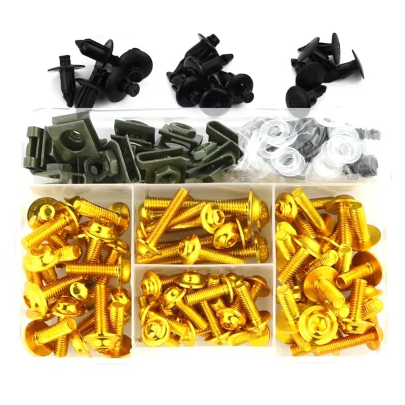KANGBOZ Kompatibel Mit CBR250RR Für Hornet 250 Motorradverkleidung Windschutzscheibenschrauben Schraubensatz Mutternklammern Motorrad Schraubenset(Yellow) von KANGBOZ