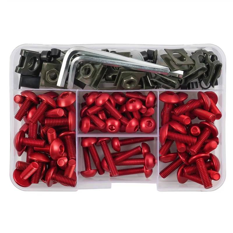 KANGBOZ Kompatibel Mit CBR600RR Für CBR900RR 155-teiliger Universal-Motorradschraubensatz Karosserieverkleidungsbolzenschraube Motorrad Schraubenset(Red) von KANGBOZ