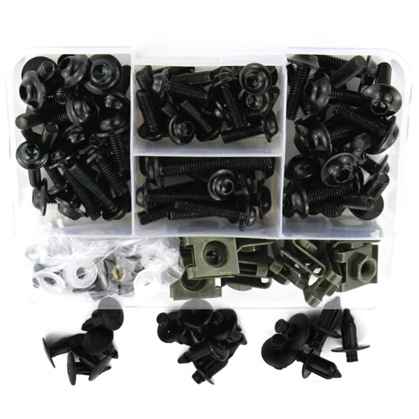 KANGBOZ Kompatibel Mit CBR600RRF Für CBR600 F2 F3 Für F4 Für F4I Motorradzubehör Verkleidungsschraubensatz Karosserieschraube Windschutzscheibenschrauben-Set Motorrad Schraubenset(Black) von KANGBOZ