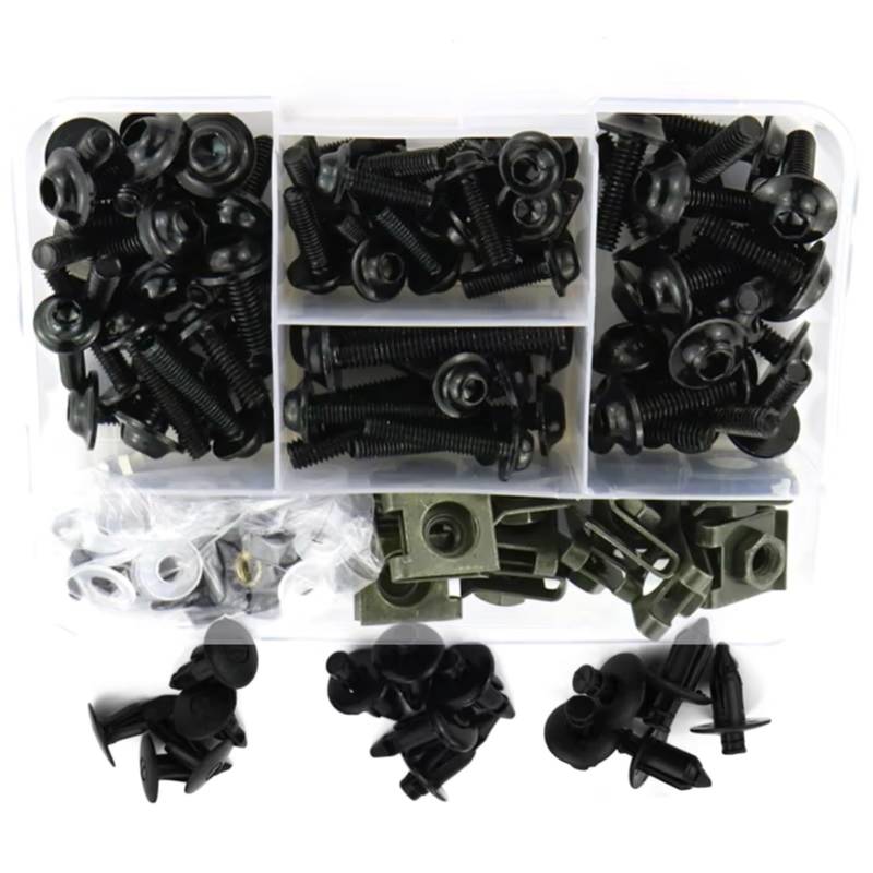 KANGBOZ Kompatibel Mit CBR600RRF Für CBR600 F2 F3 Für F4 Für F4I Motorradzubehör Verkleidungsschraubensatz Karosserieschraube Windschutzscheibenschrauben-Set Motorrad Schraubenset(Black) von KANGBOZ