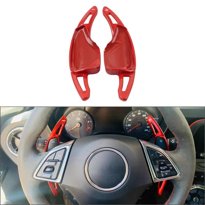 KANGBOZ Kompatibel Mit Chevrolet Für Camaro 2016–2023 Für Corvette 2014–2020 Auto-Lenkrad-Schaltwippen-Verlängerungsteile Zubehörmontage Auto Schaltwippen(Red) von KANGBOZ