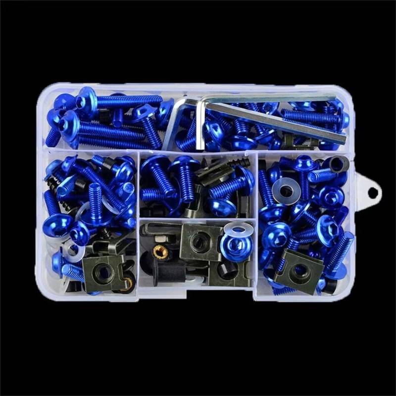 KANGBOZ Kompatibel Mit Ducati 177-teiliges Motorrad-Windschutzscheiben-Schraubenset Verkleidungsschrauben-Kit Modifikationszubehör Verkleidungsschrauben-Kit Motorrad Motorrad Schraubenset(Blue) von KANGBOZ