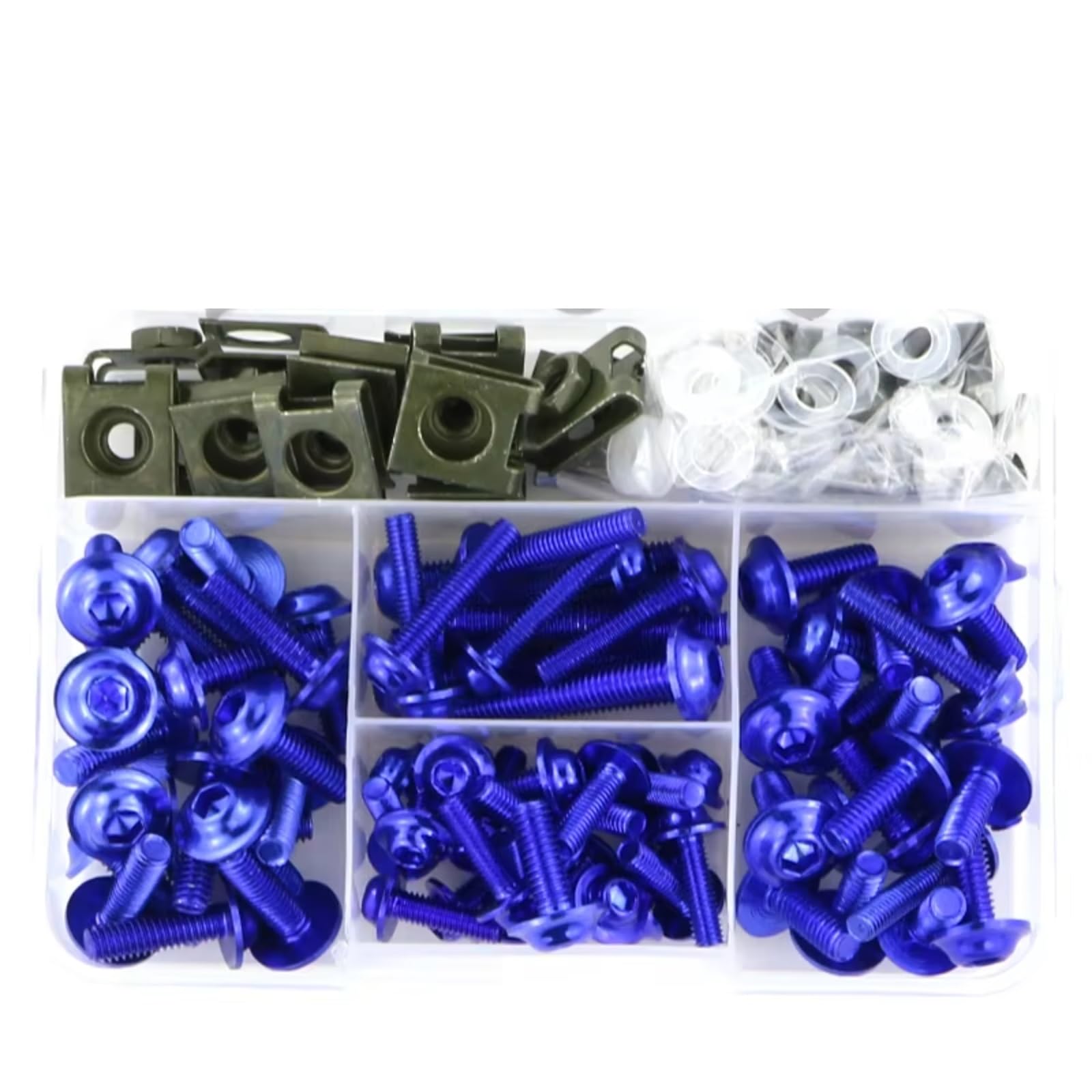 KANGBOZ Kompatibel Mit FZ-09 Für MT-10 Für MT-15 Motorrad-Verkleidungsschrauben-Schrauben-Set, Muttern-Clips, Schrauben, Mutter, Motorrad-Modifikationszubehör Motorrad Schraubenset(Blue) von KANGBOZ
