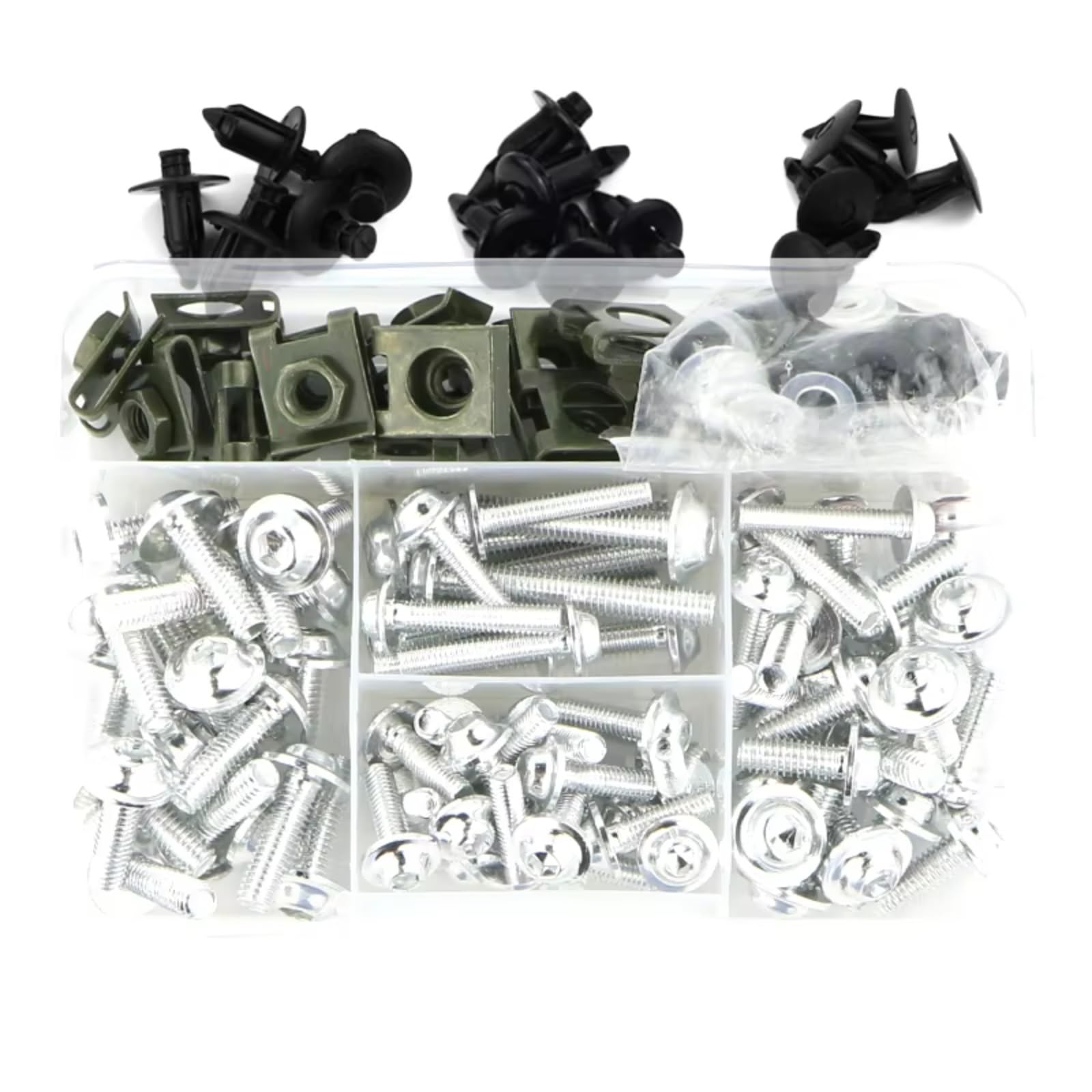 KANGBOZ Kompatibel Mit FZ1 Für FZ6 Für FZ8 Für FZ-07 Motorradschrauben Motorradverkleidung Windschutzscheibe Schrauben Schrauben Kit-Nuss-Clips Motorrad Schraubenset(Silver) von KANGBOZ