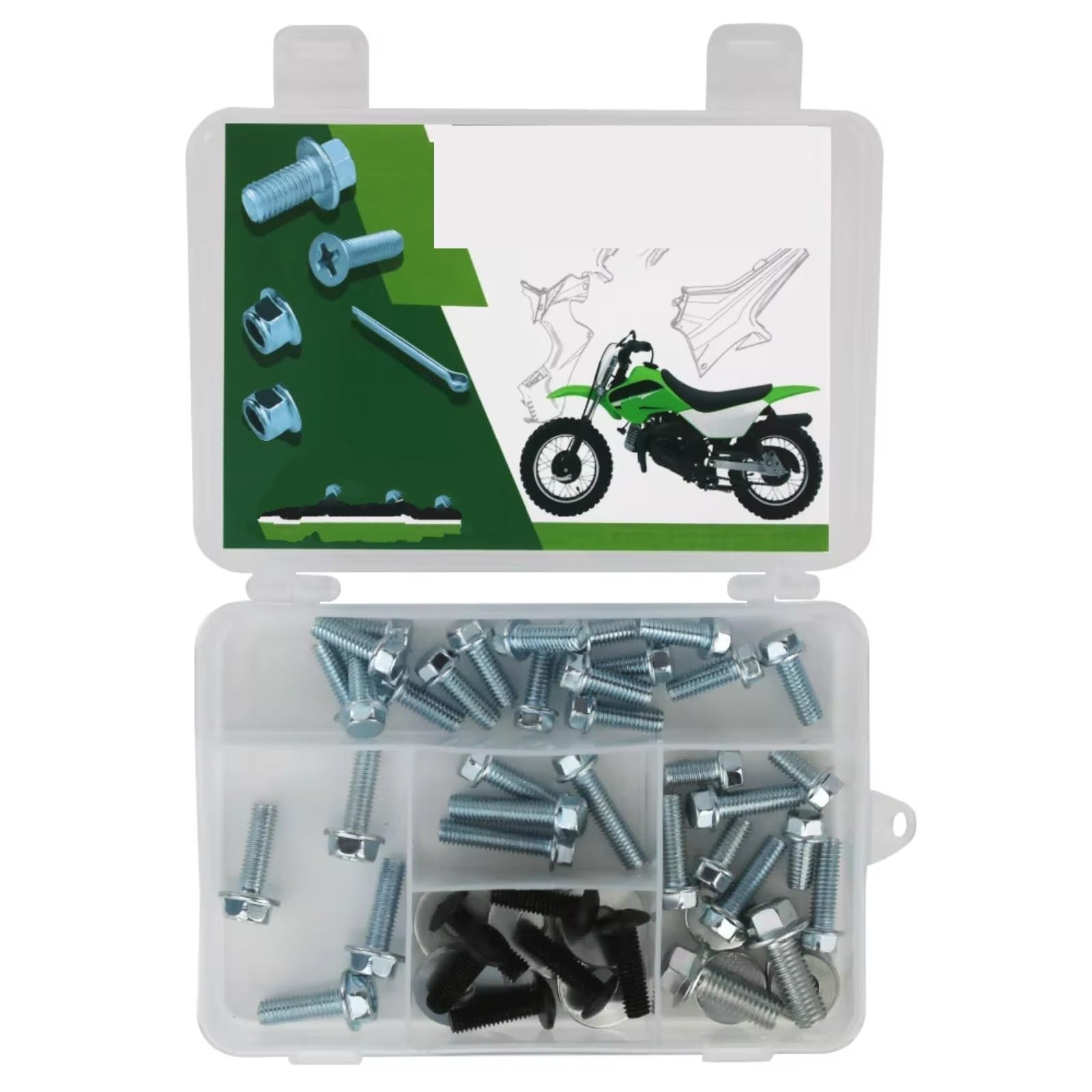 KANGBOZ Kompatibel Mit Für KDX50 2003-2006 Für KDX220 1997-2006 Motorrad-Karosserieschraubensatz Verkleidungsschrauben Seitenverkleidungsschrauben Motorrad Schraubenset(60 PCS) von KANGBOZ