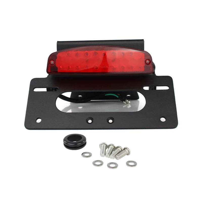 KANGBOZ Kompatibel Mit Suzuki Für GSX-8S 2023-2024 Für GSX-8R 2024 Universal-Motorrad-Kennzeichenhalter Ordentlich Mit Rücklicht Motorrad-kennzeichenhalter(Red) von KANGBOZ