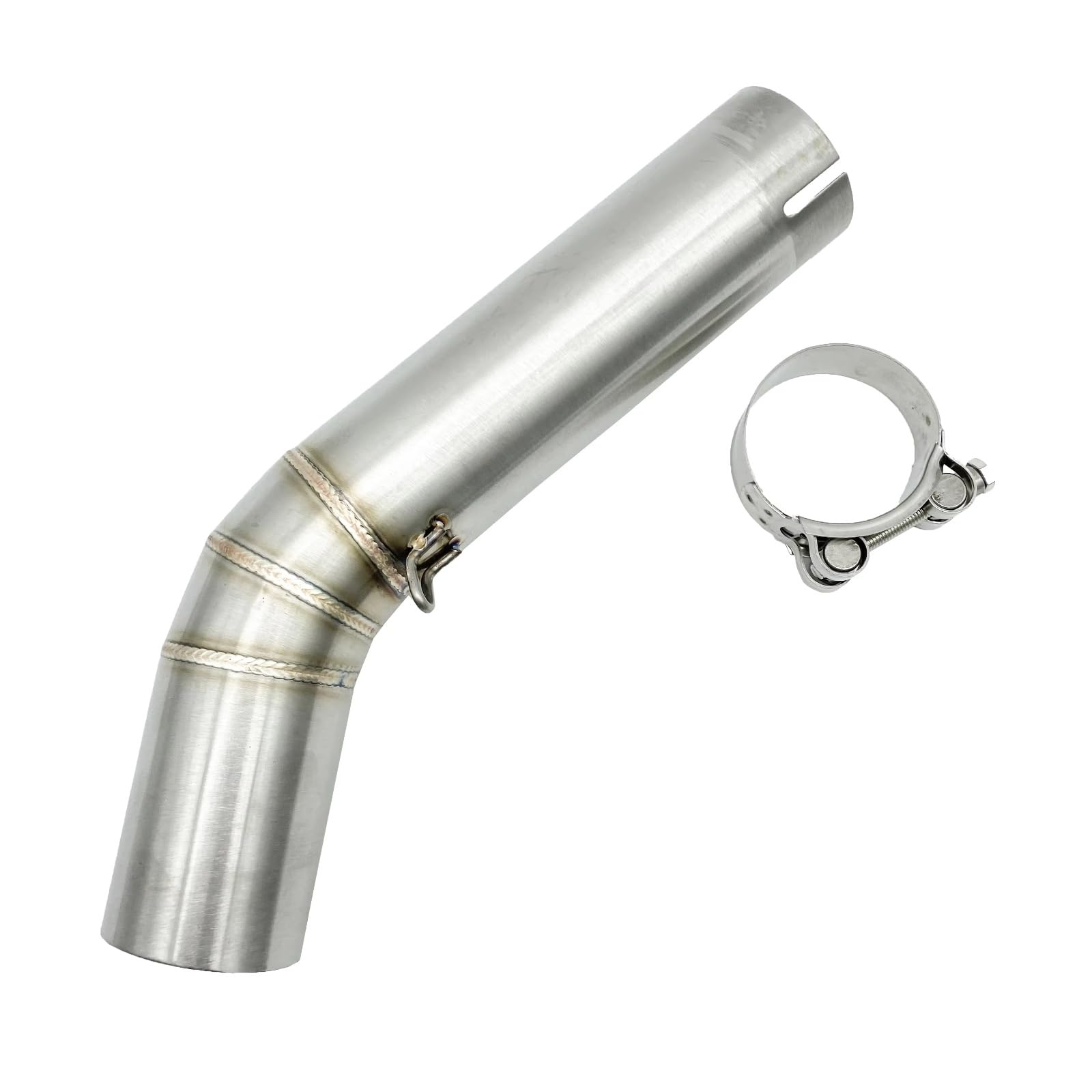 KANGBOZ Kompatibel Mit Suzuki Für GSXR600 Für GSXR750 2006 2007 Motorradzubehör Auspuff-Mittelverbindungsrohradapter Motorrad Auspuffrohr(Silver) von KANGBOZ