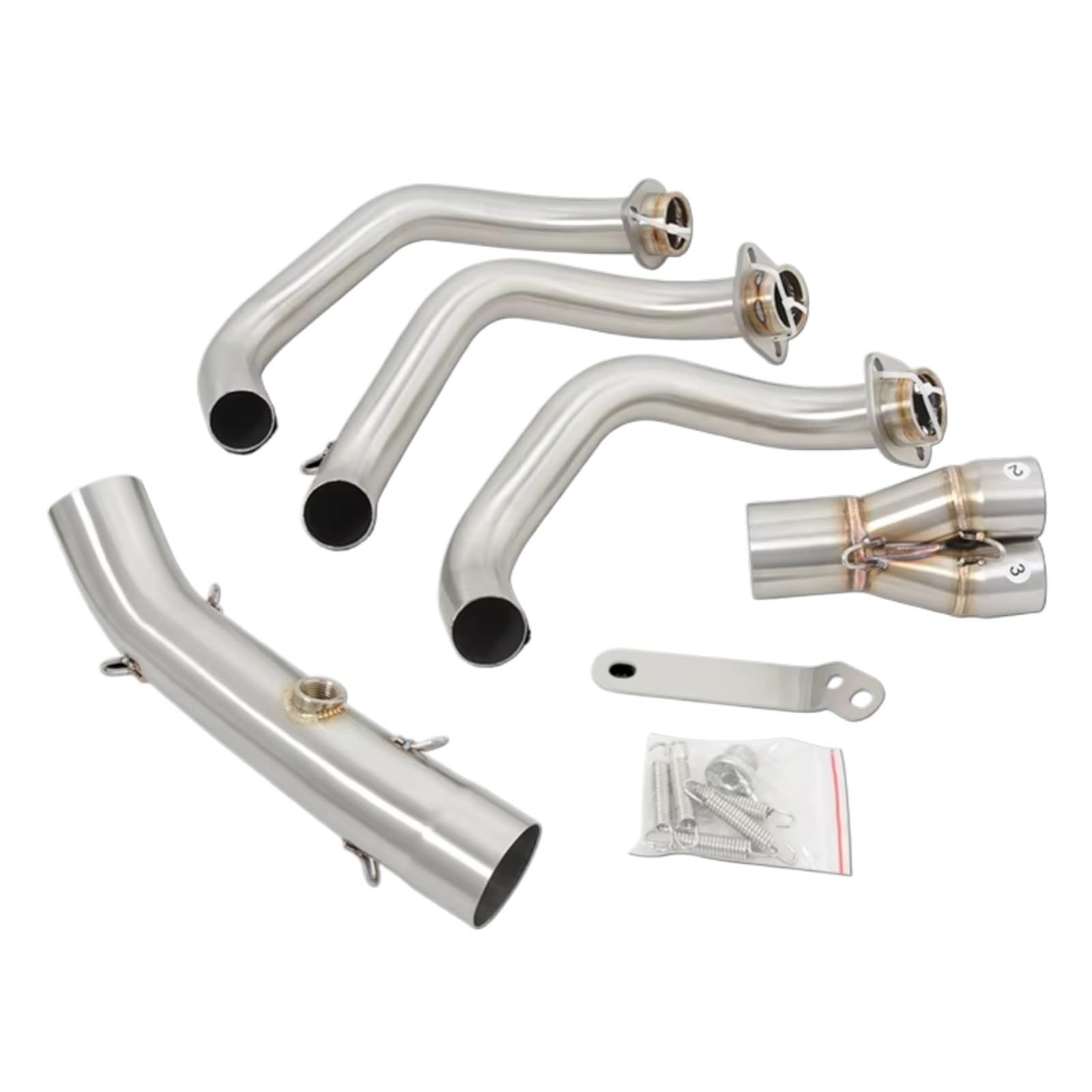 KANGBOZ Kompatibel Mit Yamaha Für FJ09 XSR900 Für Tracer 9 GT 2015–2021 Für MT09 2014–2020 Motorradauspuff Fluchtsysteme Vorderes Verbindungsrohr 51 Mm Ändern Motorrad Auspuffrohr(Silver) von KANGBOZ
